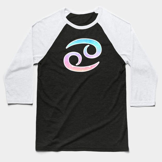 Cancer Zodiac Symbol in Magical Unicorn Colors Baseball T-Shirt by bumblefuzzies